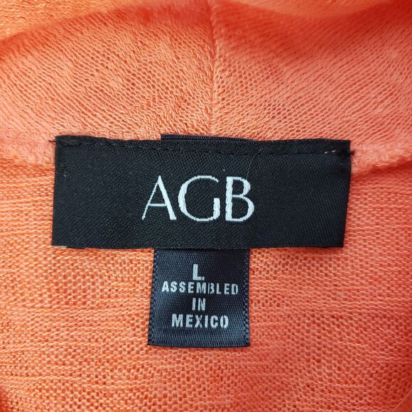 AGB Womens Cardigan Sweater Large Coral One Button Long Sleeve Sheer Polyester - Picture 6 of 9